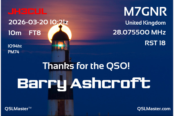 QSL Master Card for M7GNR QSO with JH3CUL
