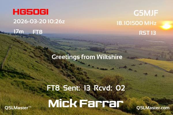 QSL Master Card for G5MJF QSO with HG5OGI