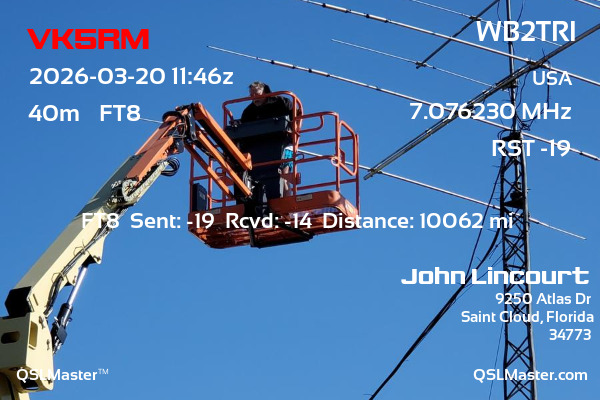 QSL Master Card for WB2TRI QSO with VK5RM