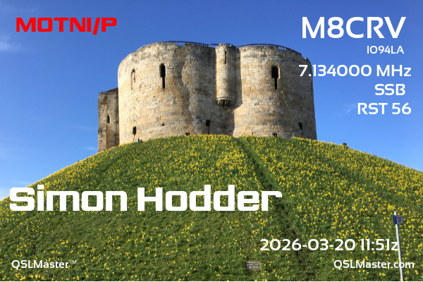 QSL Master Card for M8CRV QSO with M0TNI/P