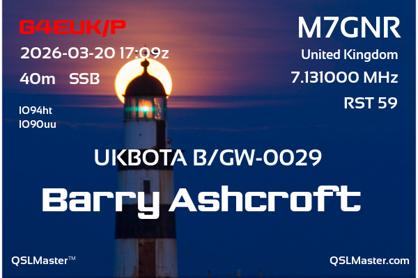 QSL Master Card for M7GNR QSO with G4EUK/P