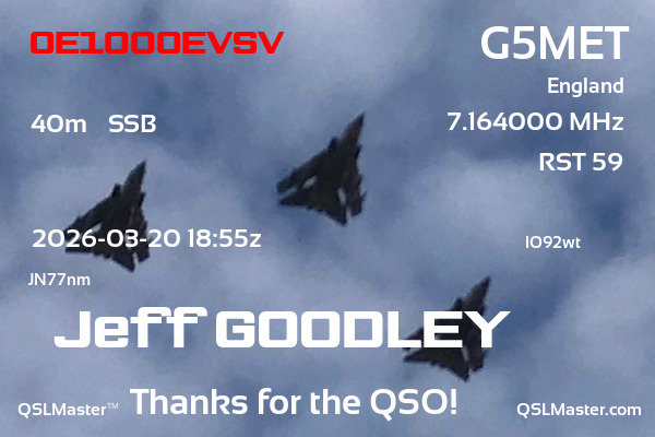 QSL Master Card for G5MET QSO with OE100OEVSV