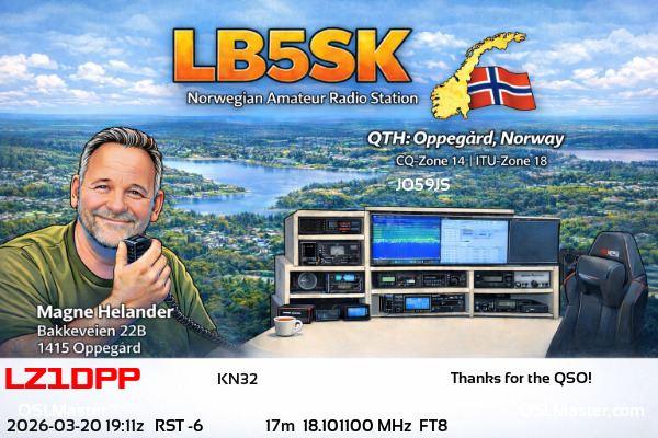 QSL Master Card for LB5SK QSO with LZ1DPP