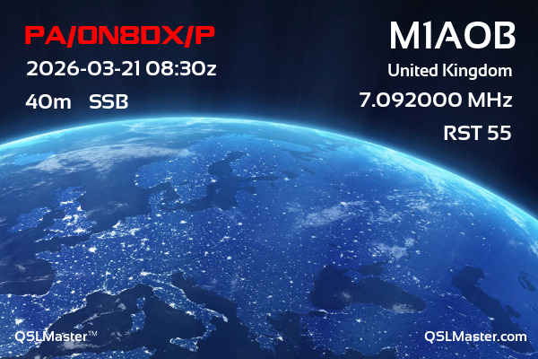 QSL Master Card for M1AOB QSO with PA/ON8DX/P