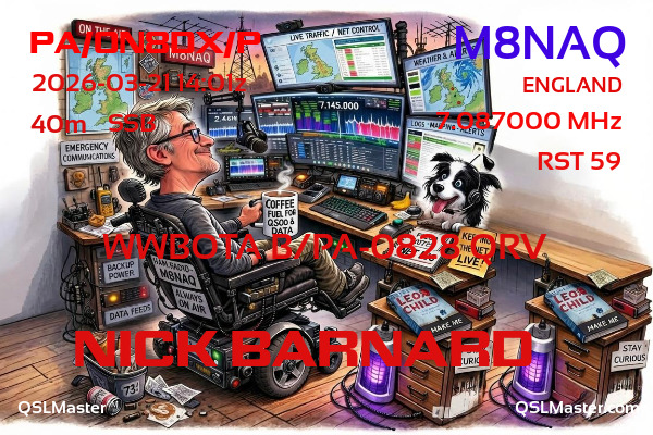 QSL Master Card for M8NAQ QSO with PA/ON8DX/P
