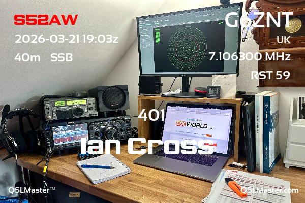 QSL Master Card for G6ZNT QSO with S52AW