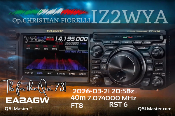 QSL Master Card for IZ2WYA QSO with EA2AGW