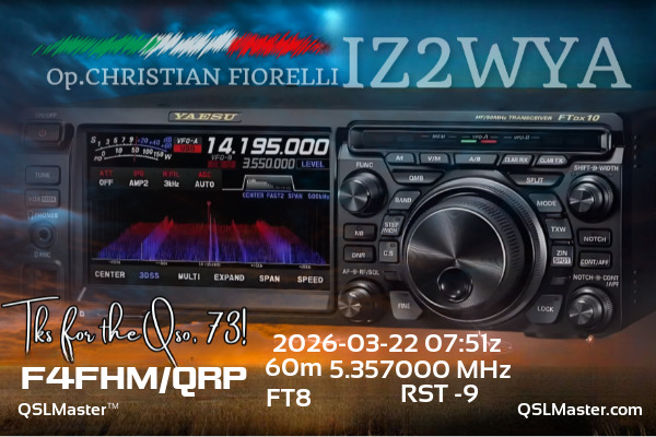 QSL Master Card for IZ2WYA QSO with F4FHM/QRP
