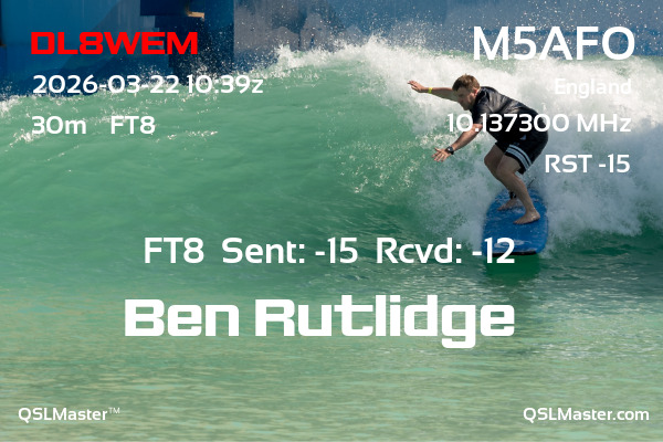 QSL Master Card for M5AFO QSO with DL8WEM