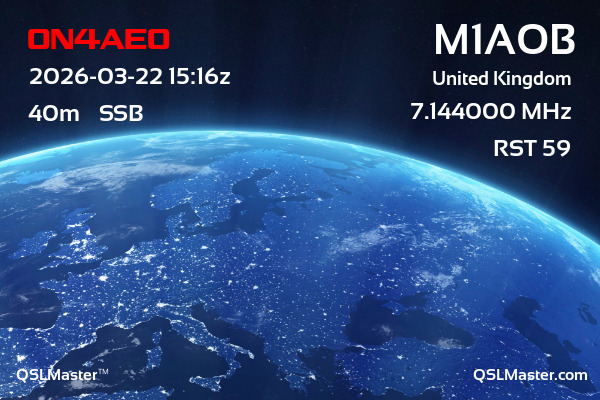 QSL Master Card for M1AOB QSO with ON4AEO