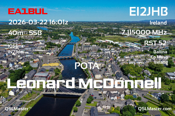 QSL Master Card for EI2JHB QSO with EA1BUL