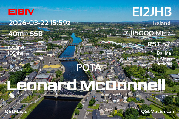 QSL Master Card for EI2JHB QSO with EI8IV
