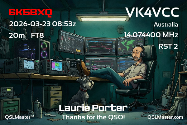 QSL Master Card for VK4VCC QSO with 6K5BXQ