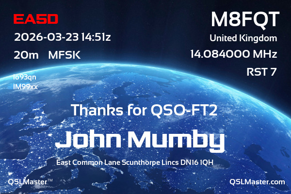 QSL Master Card for M8FQT QSO with EA5D