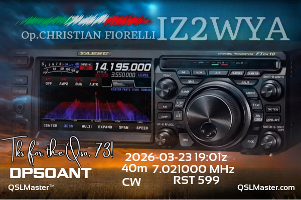 QSL Master Card for IZ2WYA QSO with DP50ANT