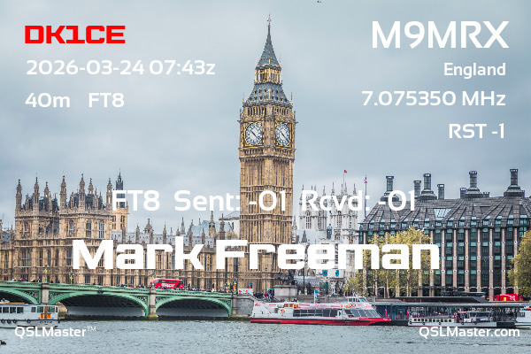 QSL Master Card for M9MRX QSO with DK1CE