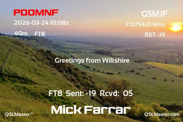 QSL Master Card for G5MJF QSO with PD0MNF