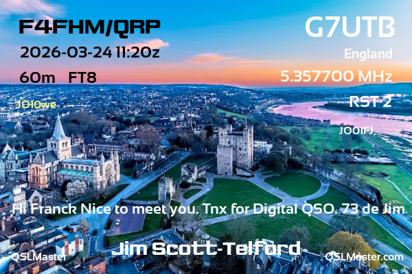 QSL Master Card for G7UTB QSO with F4FHM/QRP