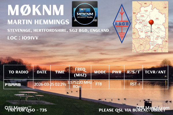 QSL Master Card for M0KNM QSO with F5RRS