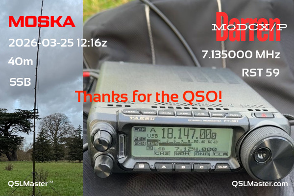 QSL Master Card for M0DCX/P QSO with M0SKA
