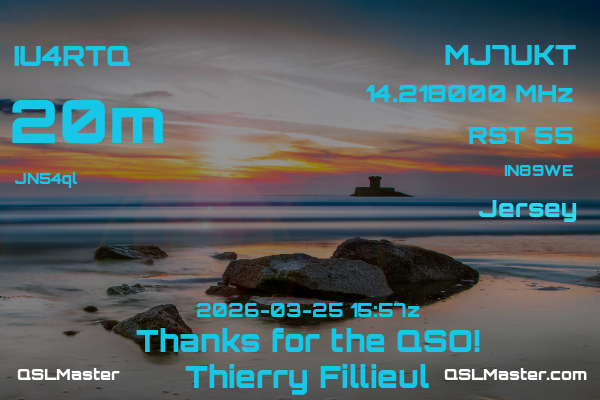 QSL Master Card for MJ7UKT QSO with IU4RTQ