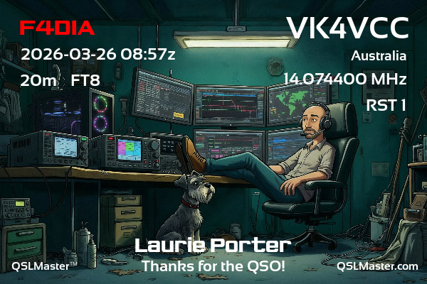 QSL Master Card for VK4VCC QSO with F4DIA
