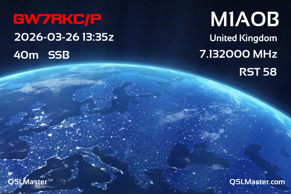 QSL Master Card for M1AOB QSO with GW7RKC/P
