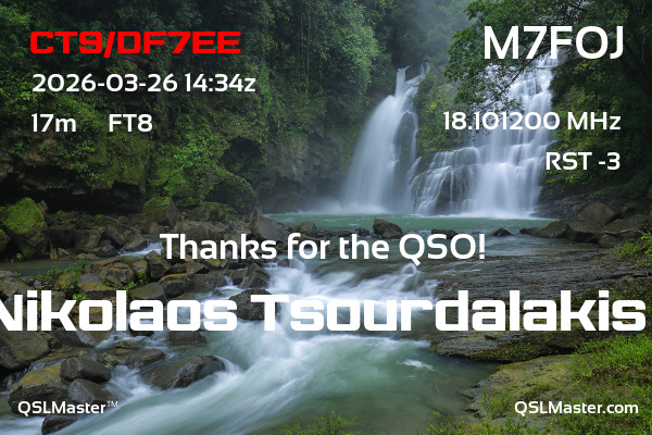 QSL Master Card for M7FOJ QSO with CT9/DF7EE