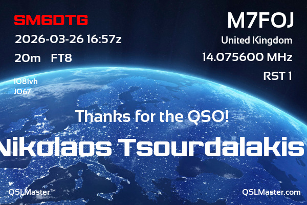 QSL Master Card for M7FOJ QSO with SM6DTG
