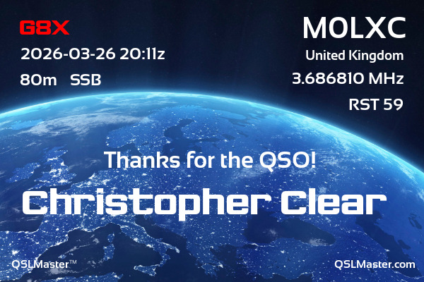 QSL Master Card for M0LXC QSO with G8X