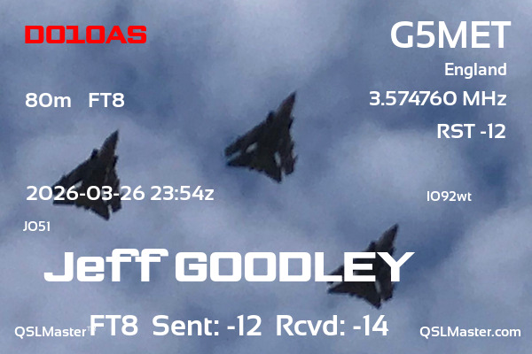 QSL Master Card for G5MET QSO with DO1OAS