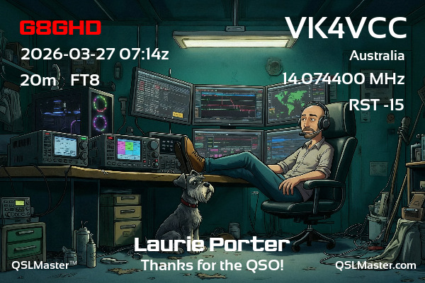QSL Master Card for VK4VCC QSO with G8GHD