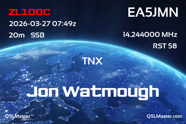 QSL Master Card for EA5JMN QSO with ZL100C