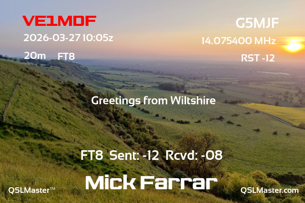 QSL Master Card for G5MJF QSO with VE1MDF