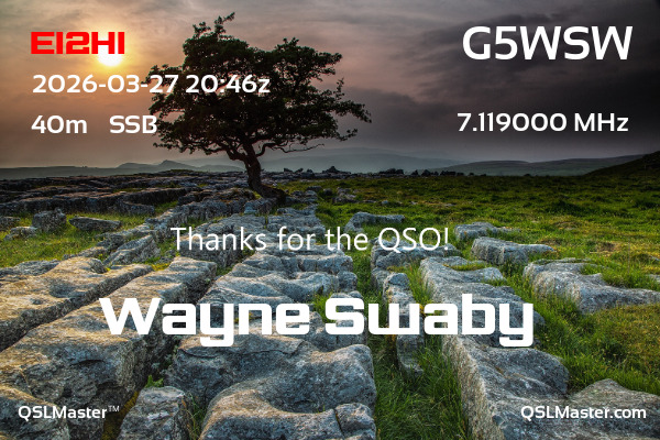 QSL Master Card for G5WSW QSO with EI2HI