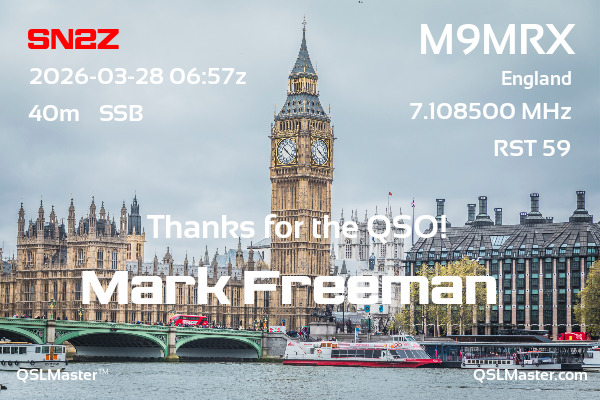 QSL Master Card for M9MRX QSO with SN2Z