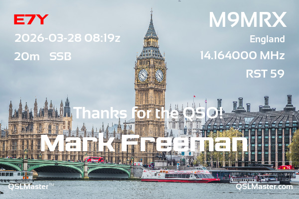 QSL Master Card for M9MRX QSO with E7Y