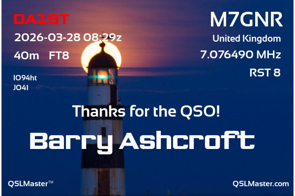 QSL Master Card for M7GNR QSO with DA1ST