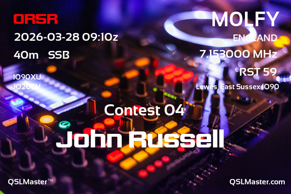 QSL Master Card for M0LFY QSO with OR5R