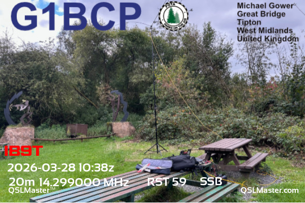 QSL Master Card for G1BCP QSO with IB9T