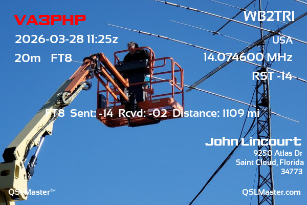 QSL Master Card for WB2TRI QSO with VA3PHP