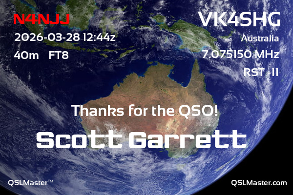QSL Master Card for VK4SHG QSO with N4NJJ