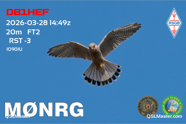 QSL Master Card for M0NRG QSO with DB1HEF