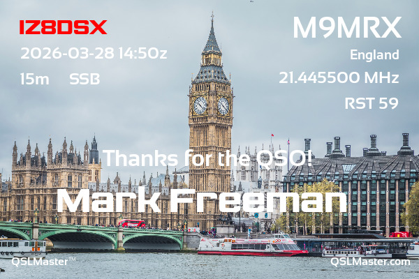 QSL Master Card for M9MRX QSO with IZ8DSX