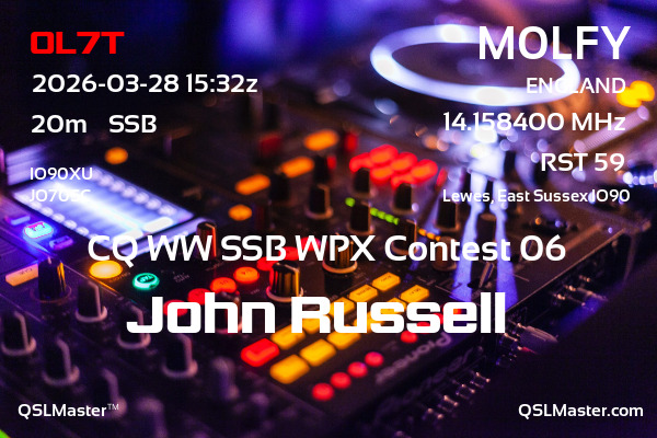 QSL Master Card for M0LFY QSO with OL7T