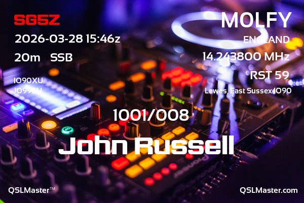QSL Master Card for M0LFY QSO with SG5Z