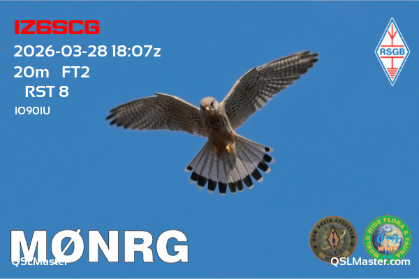 QSL Master Card for M0NRG QSO with IZ6SCG