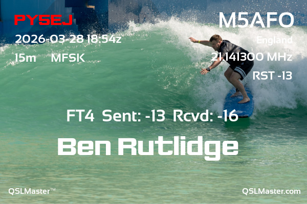 QSL Master Card for M5AFO QSO with PY5EJ