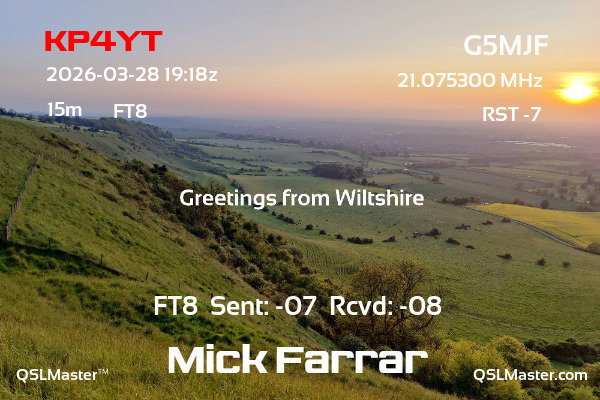 QSL Master Card for G5MJF QSO with KP4YT