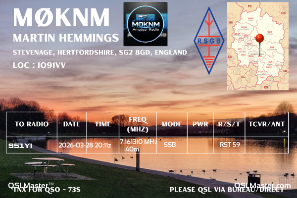 QSL Master Card for M0KNM QSO with S51YI